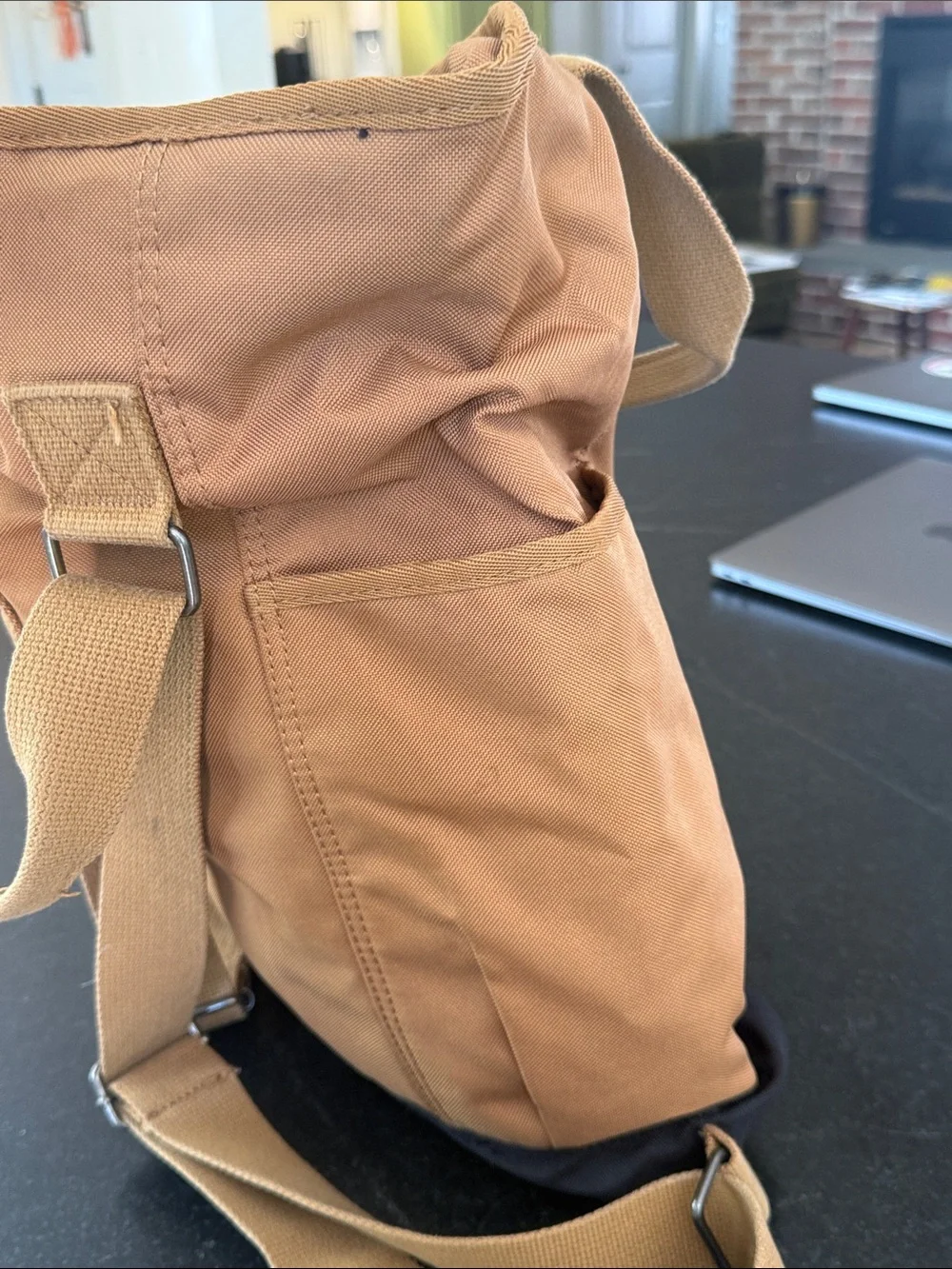 Carhartt Tan and Black Roll-Top Backpack Tote